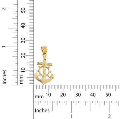 10k Yellow Gold Mens Mariner Anchor Crucifix Cross Pendant Religious 1g Charm - Elite Jewelers - Charms & Pendants