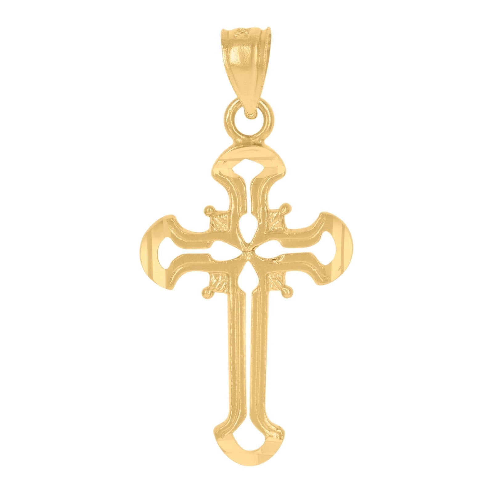 10k Yellow Gold Mens Womens Diamond - Cut 1.3g Cross Religious Charm Pendant - Elite Jewelers - Charms & Pendants