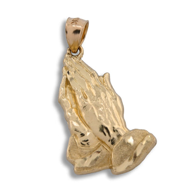 10k Yellow Gold Mens Womens Praying Hands Pendant Religious 1.6g Charm - Elite Jewelers - Charms & Pendants