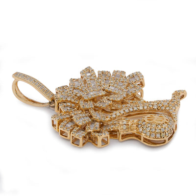 10K Yellow Gold Money Tree/ Money Bag Charm 3CT Round/Baguette Natural Diamond Charm - Elite Jewelers-Charms & Pendants