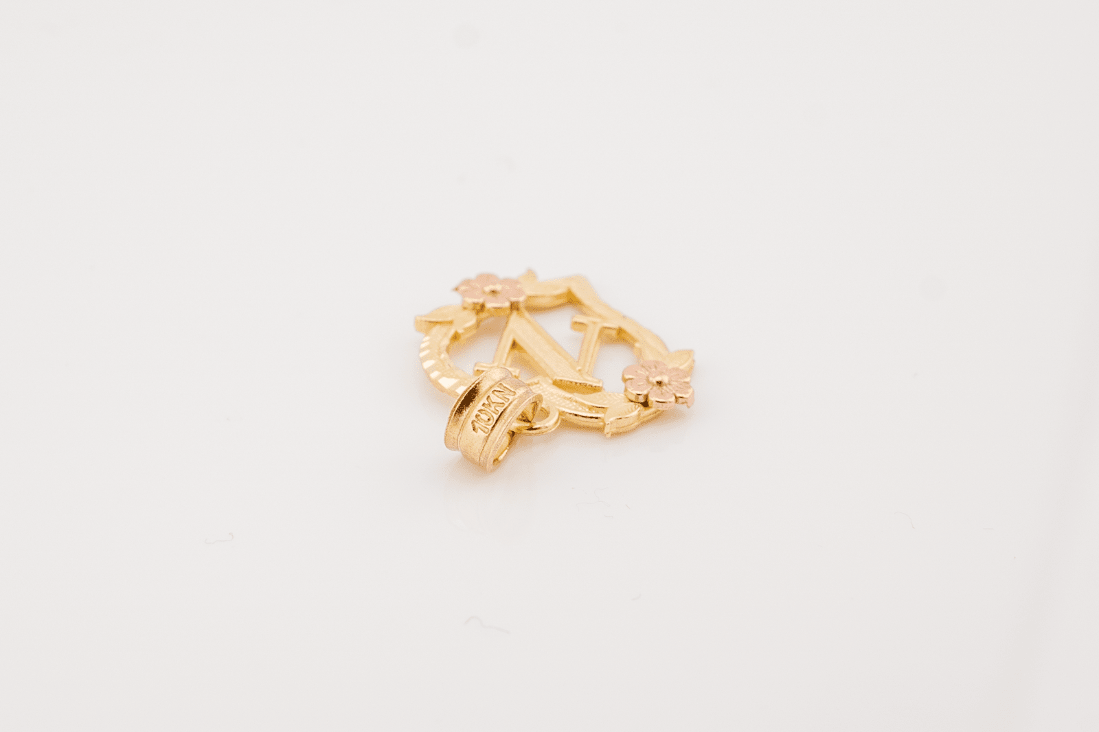 10k Yellow Gold "N" Alphabet Heart Pendant 0.9g Diamond Cut Initial Women Charm - Elite Jewelers - Charms & Pendants