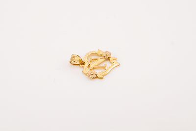 10k Yellow Gold "N" Alphabet Heart Pendant 0.9g Diamond Cut Initial Women Charm - Elite Jewelers - Charms & Pendants