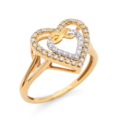 10K Yellow Gold Natural Diamond 0.23CT Infinity Heart Shape Women Ring - Elite Jewelers - Rings