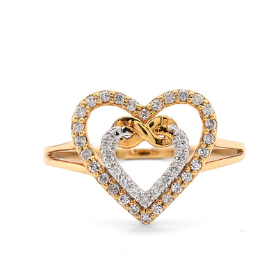 10K Yellow Gold Natural Diamond 0.23CT Infinity Heart Shape Women Ring - Elite Jewelers - Rings