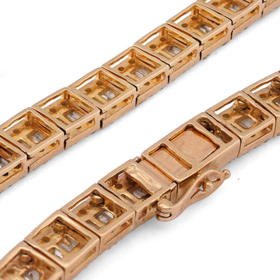 10K Yellow Gold Natural Diamond Round/Baguette Centre Row 22CT Tennis Chain 20" Men Necklace - Elite Jewelers-Necklaces