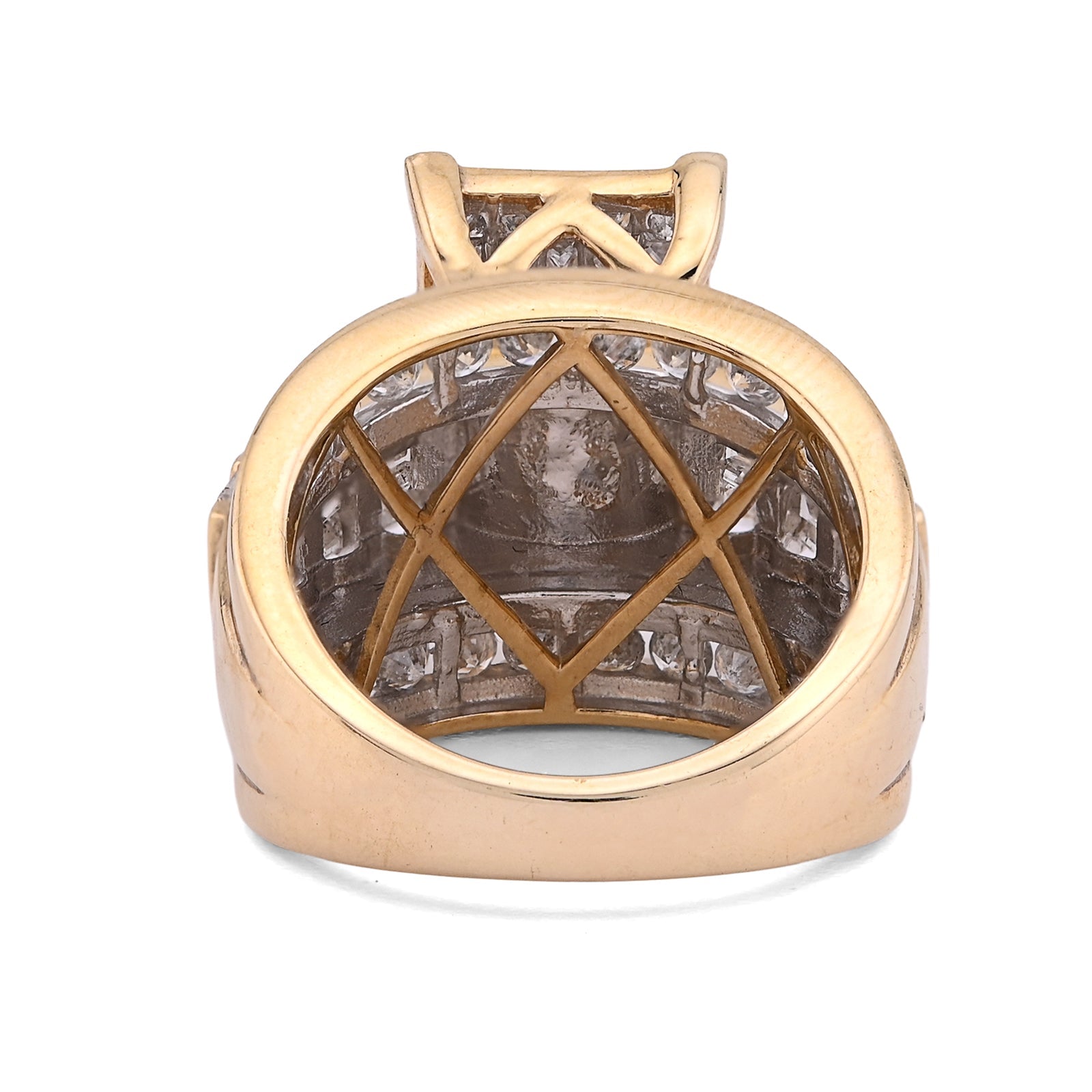 10K Yellow Gold Natural Princess/Round/Baguette 3.0CT Diamond Rectangular Centre Women Ring - Elite Jewelers - Rings