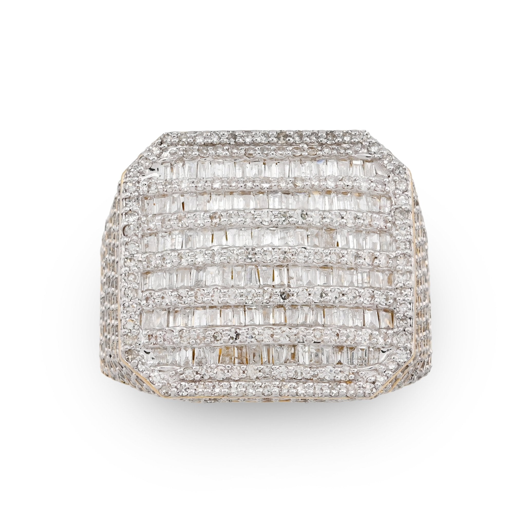 10K Yellow Gold Octagon Baguette 2.25CT Natural Diamond Men Pinky Ring - Elite Jewelers - Rings