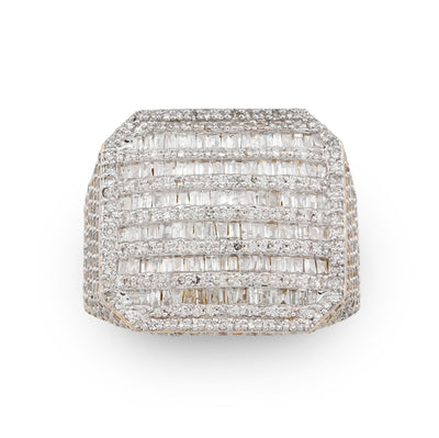10K Yellow Gold Octagon Baguette 2.25CT Natural Diamond Men Pinky Ring - Elite Jewelers - Rings