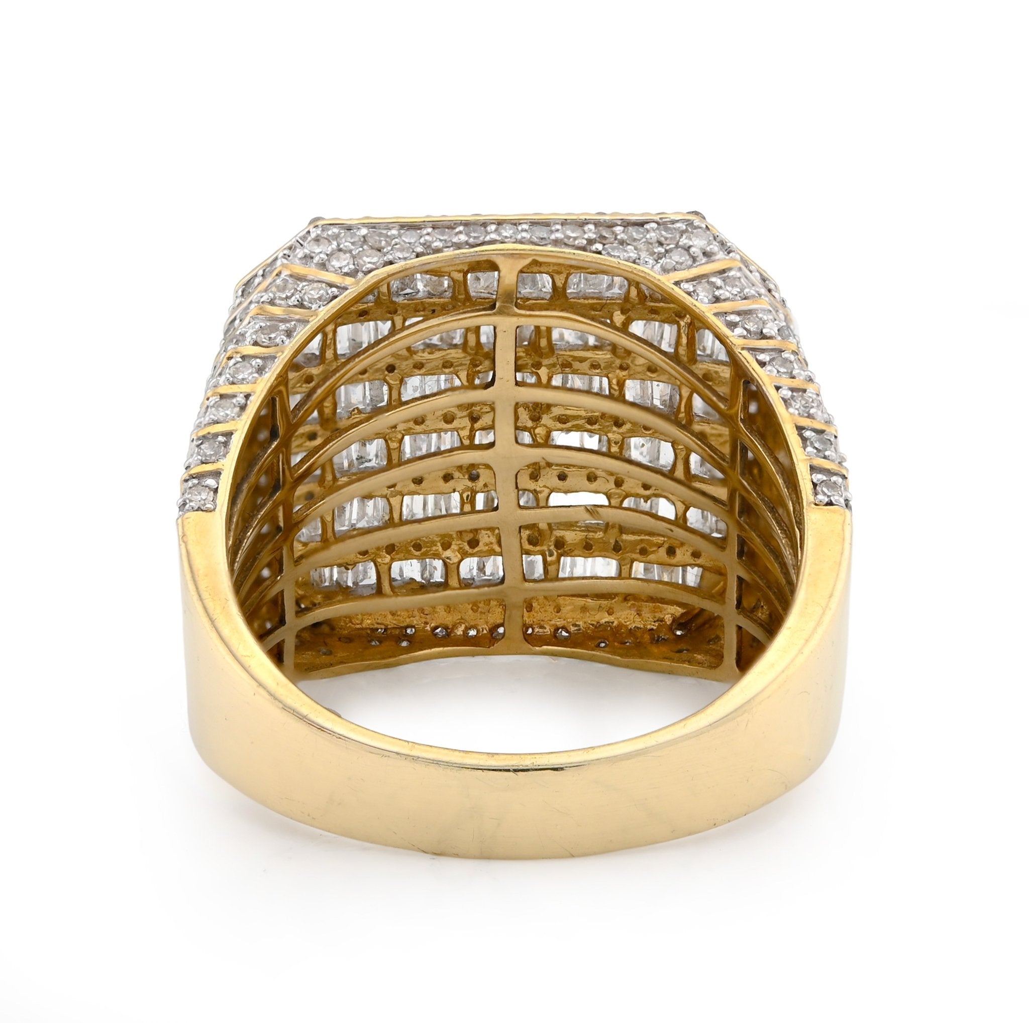 10K Yellow Gold Octagon Baguette 2.25CT Natural Diamond Men Pinky Ring - Elite Jewelers - Rings