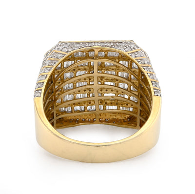 10K Yellow Gold Octagon Baguette 2.25CT Natural Diamond Men Pinky Ring - Elite Jewelers - Rings