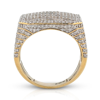 10K Yellow Gold Octagon Baguette 2.25CT Natural Diamond Men Pinky Ring - Elite Jewelers - Rings