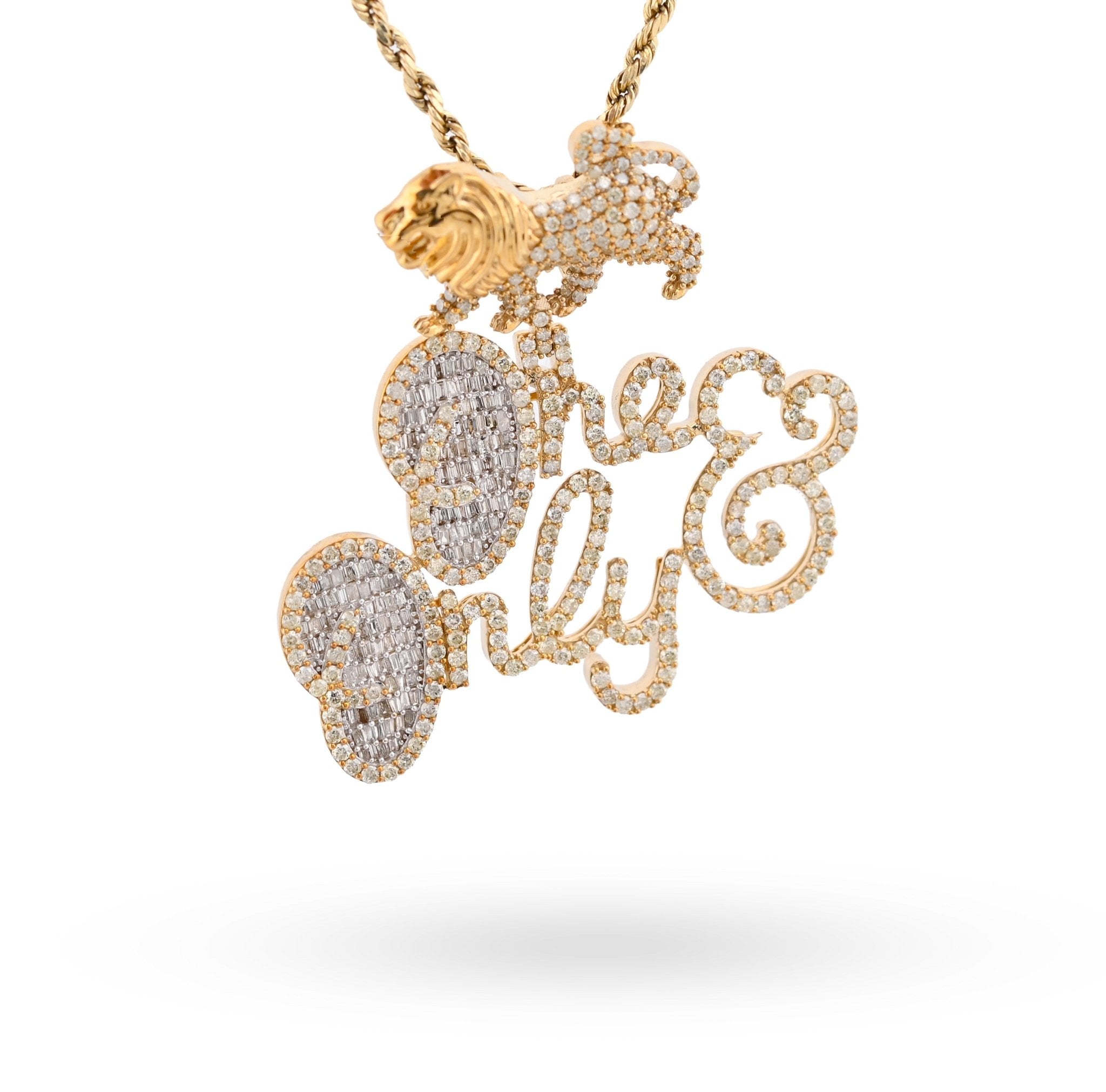 10K Yellow Gold "One & Only" Lion Bail 2.87CT Natural Diamond Men Women Pendant Charm - Elite Jewelers - Charms & Pendants