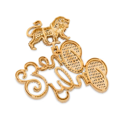10K Yellow Gold "One & Only" Lion Bail 2.87CT Natural Diamond Men Women Pendant Charm - Elite Jewelers - Charms & Pendants