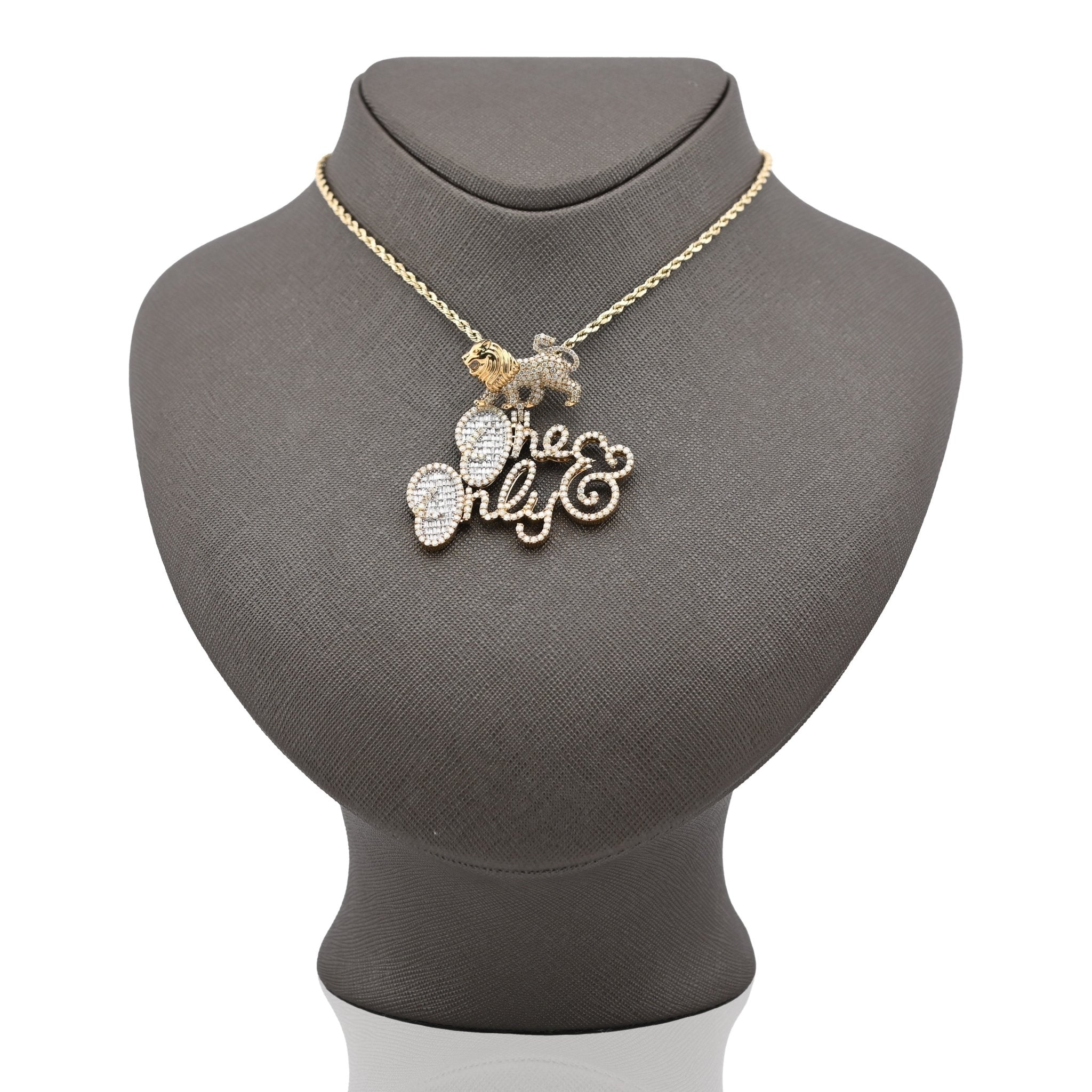 10K Yellow Gold "One & Only" Lion Bail 2.87CT Natural Diamond Men Women Pendant Charm - Elite Jewelers - Charms & Pendants