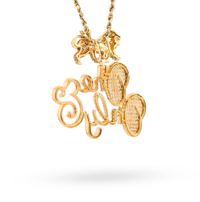 10K Yellow Gold "One & Only" Lion Bail 2.87CT Natural Diamond Men Women Pendant Charm - Elite Jewelers - Charms & Pendants