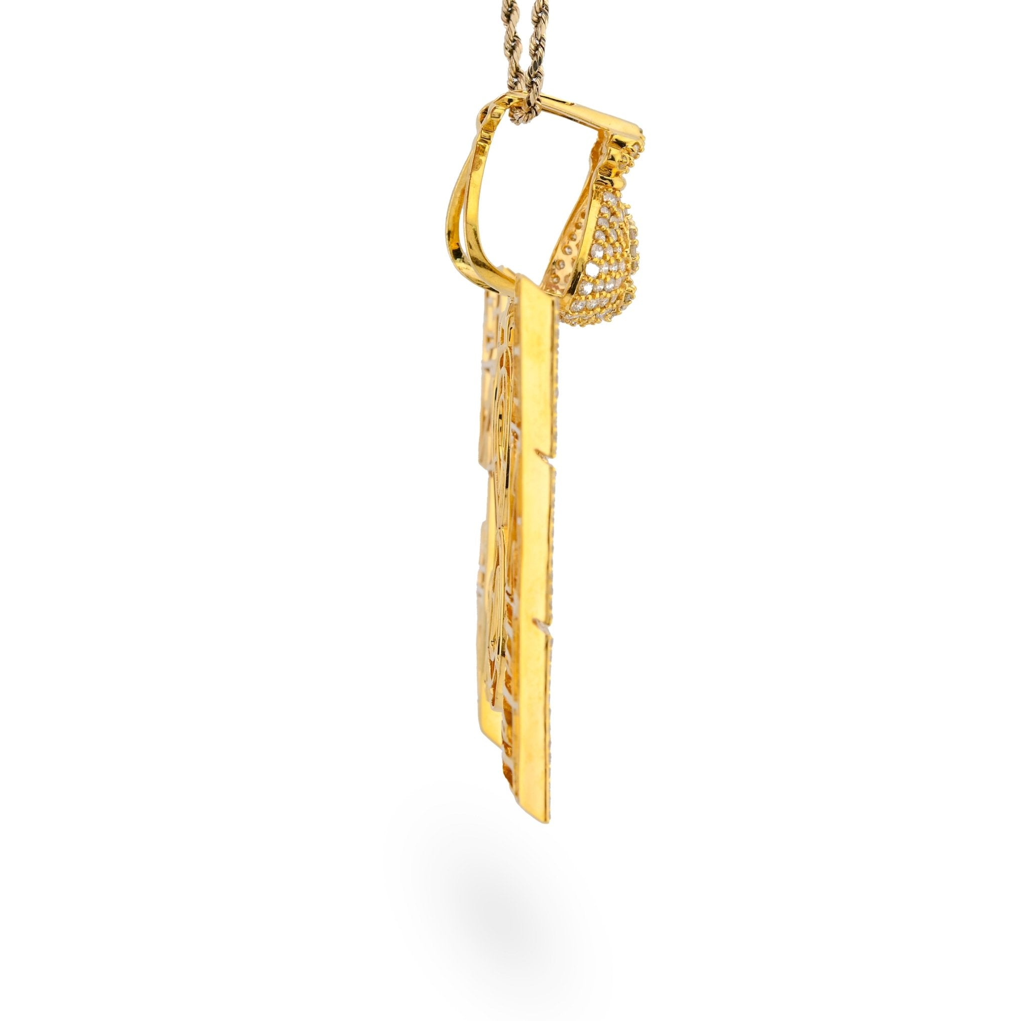 10K Yellow Gold "ONE & ONLY" Money Bag Custom Pendant 8CT Natural Diamond Men Charm - Elite Jewelers - Charms & Pendants