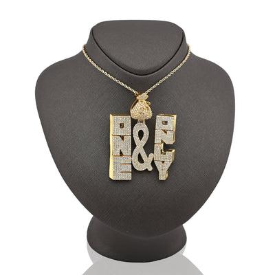 10K Yellow Gold "ONE & ONLY" Money Bag Custom Pendant 8CT Natural Diamond Men Charm - Elite Jewelers - Charms & Pendants