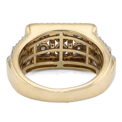 10K Yellow Gold Rectangle Multi - Column Illusion Side Iced 1.05CT Natural Diamond Men Pinky Ring - Elite Jewelers - Rings