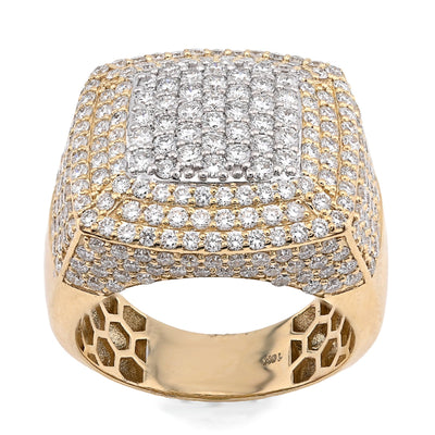 10K Yellow Gold Rectangle Shape Men 4.10CT Lab Diamond Pinky Ring - Elite Jewelers - Rings