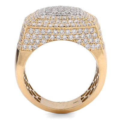 10K Yellow Gold Rectangle Shape Men 4.10CT Lab Diamond Pinky Ring - Elite Jewelers - Rings