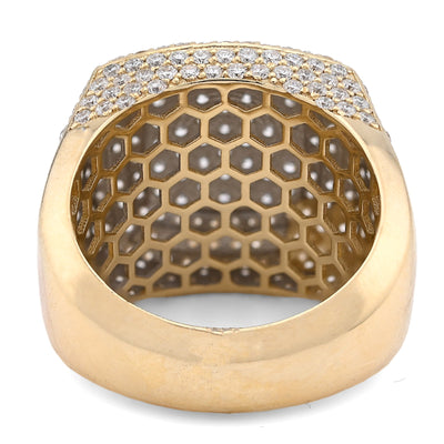 10K Yellow Gold Rectangle Shape Men 4.10CT Lab Diamond Pinky Ring - Elite Jewelers - Rings