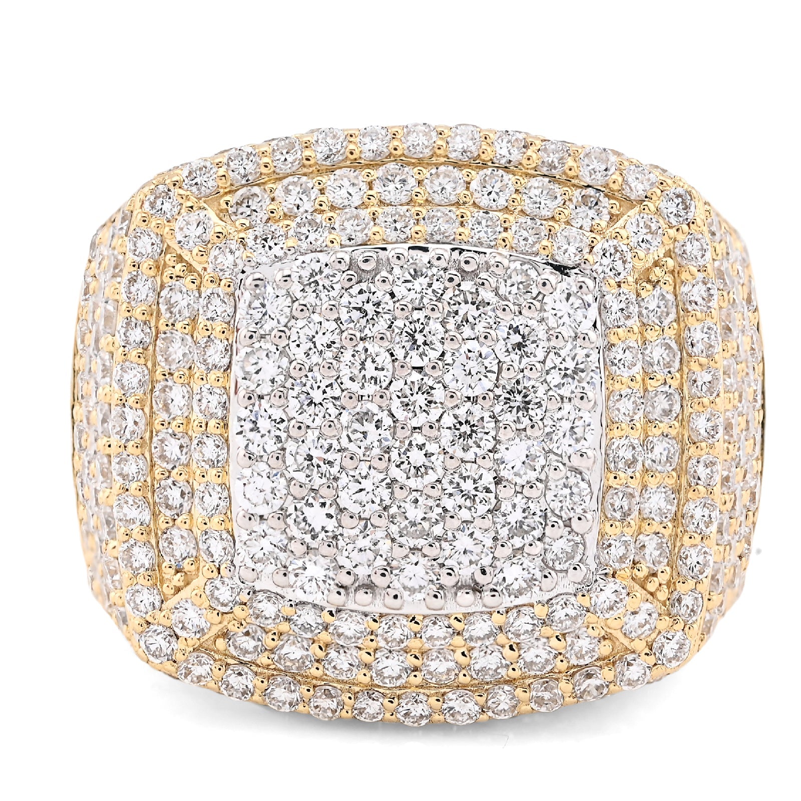 10K Yellow Gold Rectangle Shape Men 4.10CT Lab Diamond Pinky Ring - Elite Jewelers - Rings
