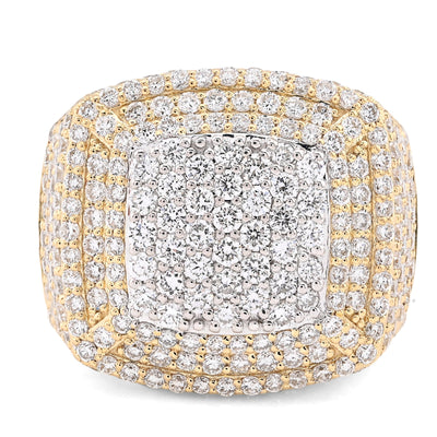 10K Yellow Gold Rectangle Shape Men 4.10CT Lab Diamond Pinky Ring - Elite Jewelers - Rings