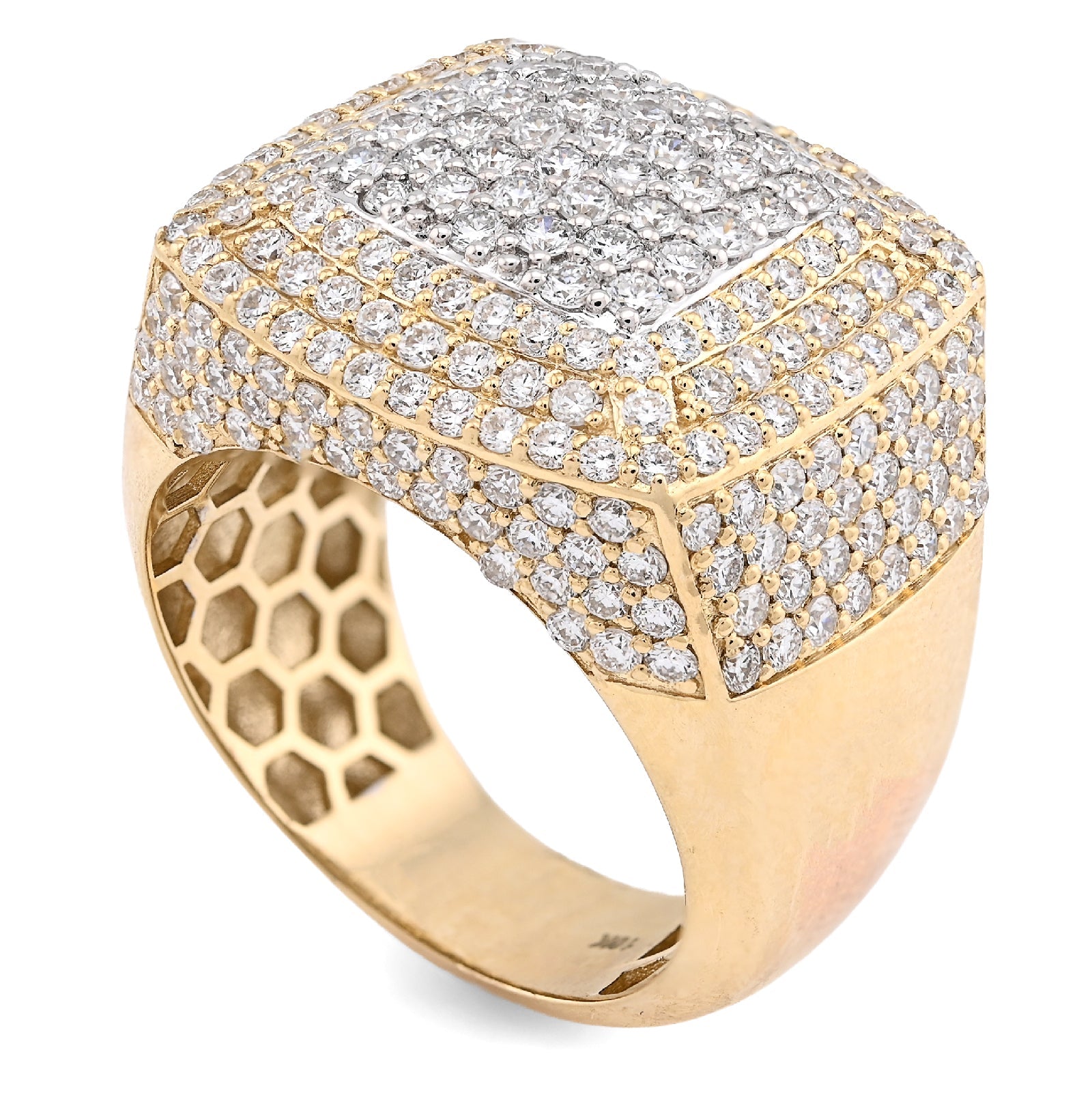 10K Yellow Gold Rectangle Shape Men 4.10CT Lab Diamond Pinky Ring - Elite Jewelers - Rings
