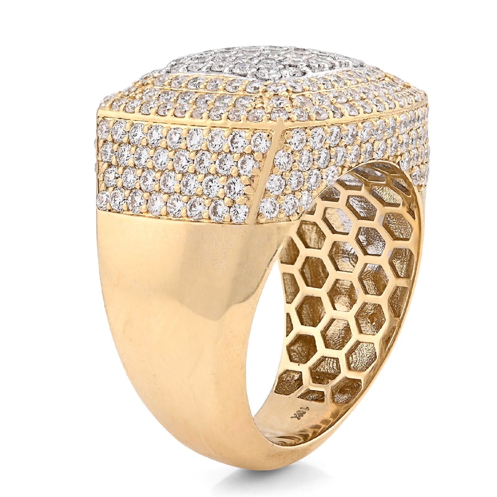 10K Yellow Gold Rectangle Shape Men 4.10CT Lab Diamond Pinky Ring - Elite Jewelers - Rings