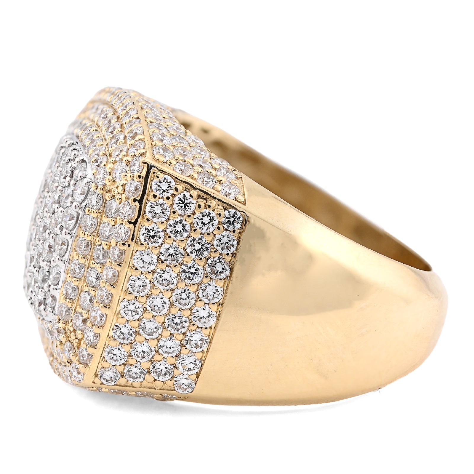 10K Yellow Gold Rectangle Shape Men 4.10CT Lab Diamond Pinky Ring - Elite Jewelers - Rings