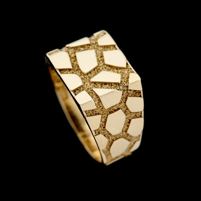 10k Yellow Gold Rectangular Nugget Ring 12.5mm Men Pure Gold Ring 6g - Elite Jewelers - Rings