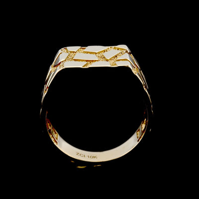 10k Yellow Gold Rectangular Nugget Ring 12.5mm Men Pure Gold Ring 6g - Elite Jewelers - Rings