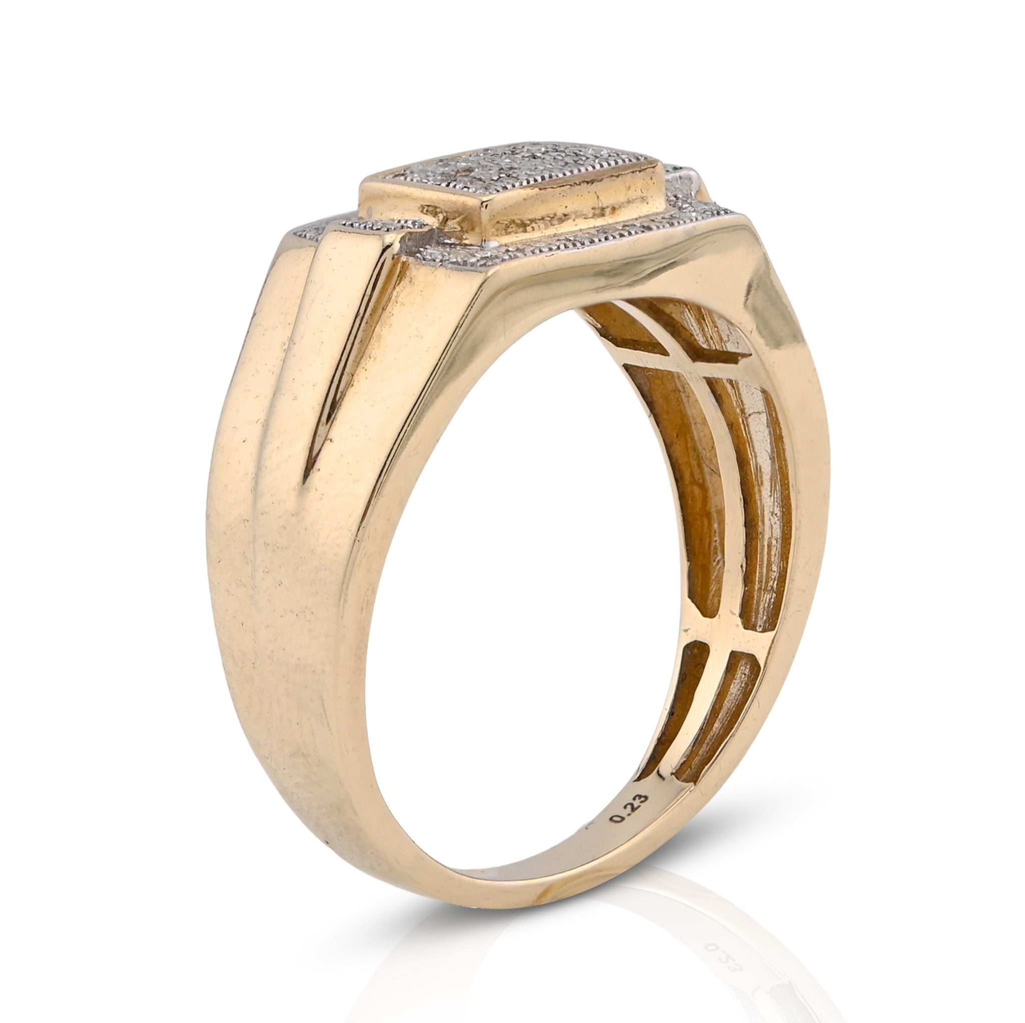 10K Yellow Gold Rectangular Shape 0.50CT Natural Diamond Men Pinky Ring - Elite Jewelers - Rings