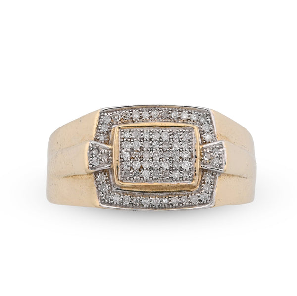 10K Yellow Gold Rectangular Shape 0.50CT Natural Diamond Men Pinky Ring - Elite Jewelers - Rings