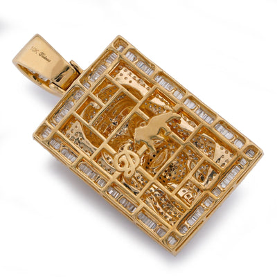 10K Yellow Gold Rectangular Shape Baguette Natural Diamond 3.05CT Jesus Head Pendant Men Charm - Elite Jewelers-Charms & Pendants