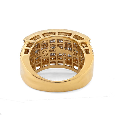 10K Yellow Gold Rectangular Two Row Natural Diamond 3.05CT Men Pinky Ring - Elite Jewelers - Rings