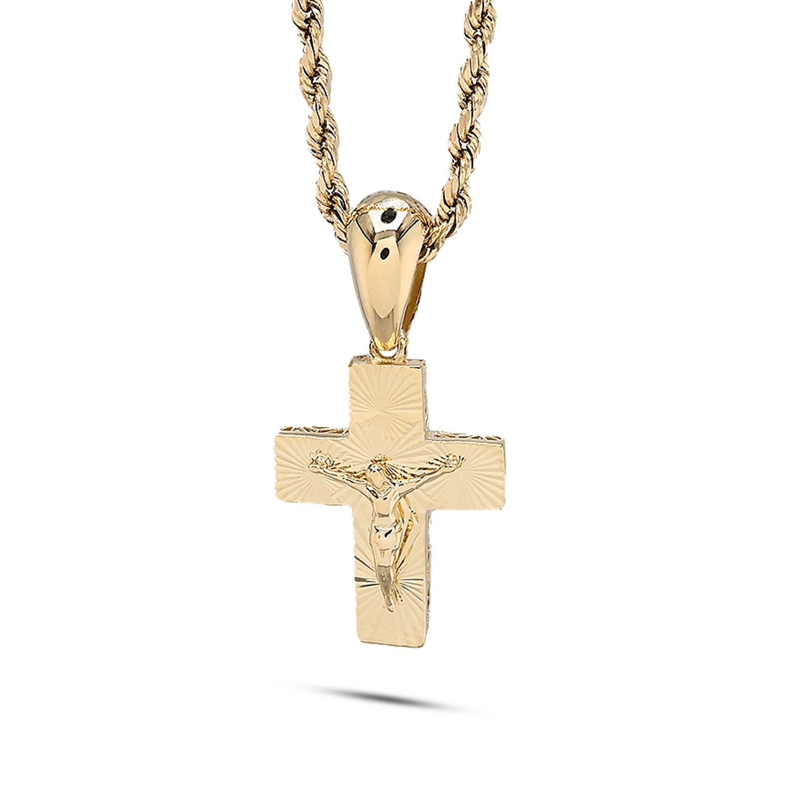 10k Yellow Gold Religious Crucifix Cross Pendant 1.5g Unisex Adults Charm - Elite Jewelers - Charms & Pendants