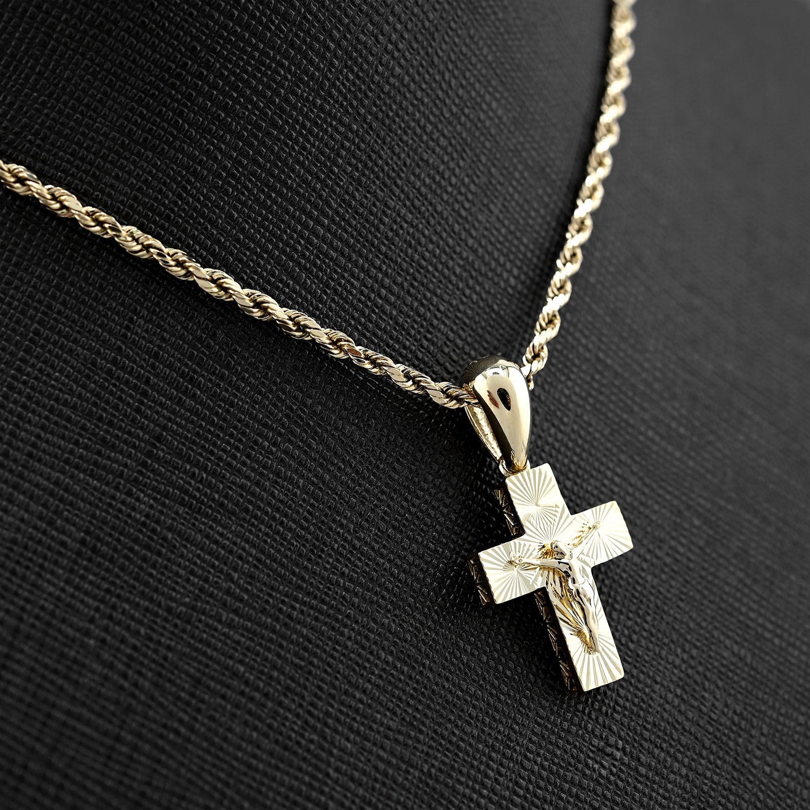 10k Yellow Gold Religious Crucifix Cross Pendant 1.5g Unisex Adults Charm - Elite Jewelers - Charms & Pendants