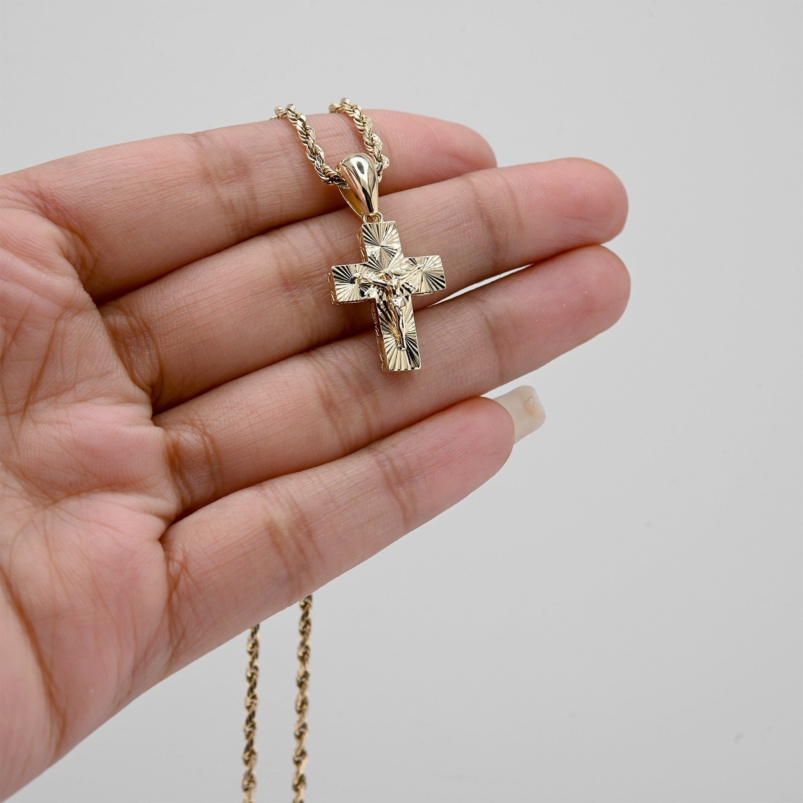 10k Yellow Gold Religious Crucifix Cross Pendant 1.5g Unisex Adults Charm - Elite Jewelers - Charms & Pendants