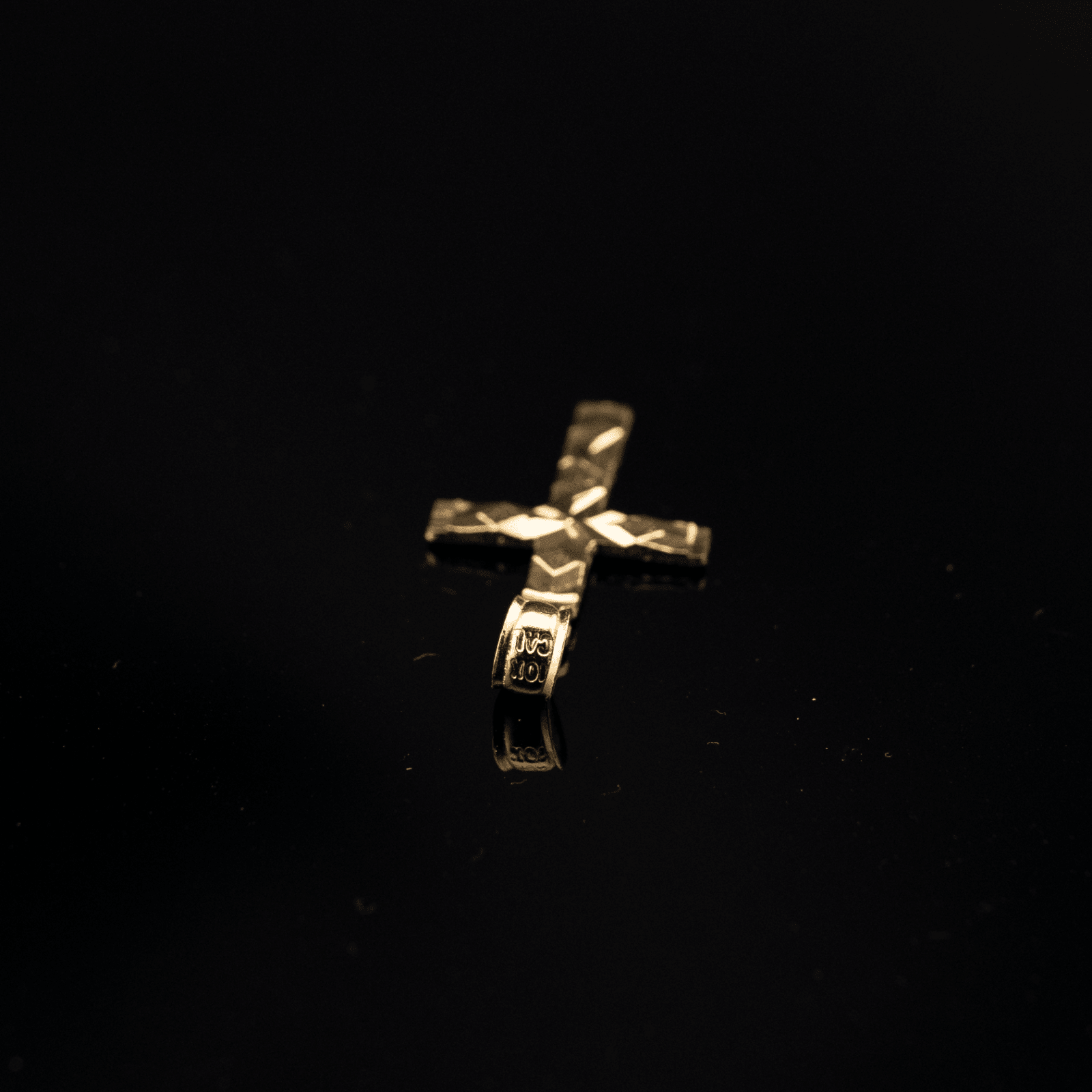 10k Yellow Gold Religious Nugget Cross Charm Pendant Yellow Gold Box Chain Set - Elite Jewelers - Charms & Pendants