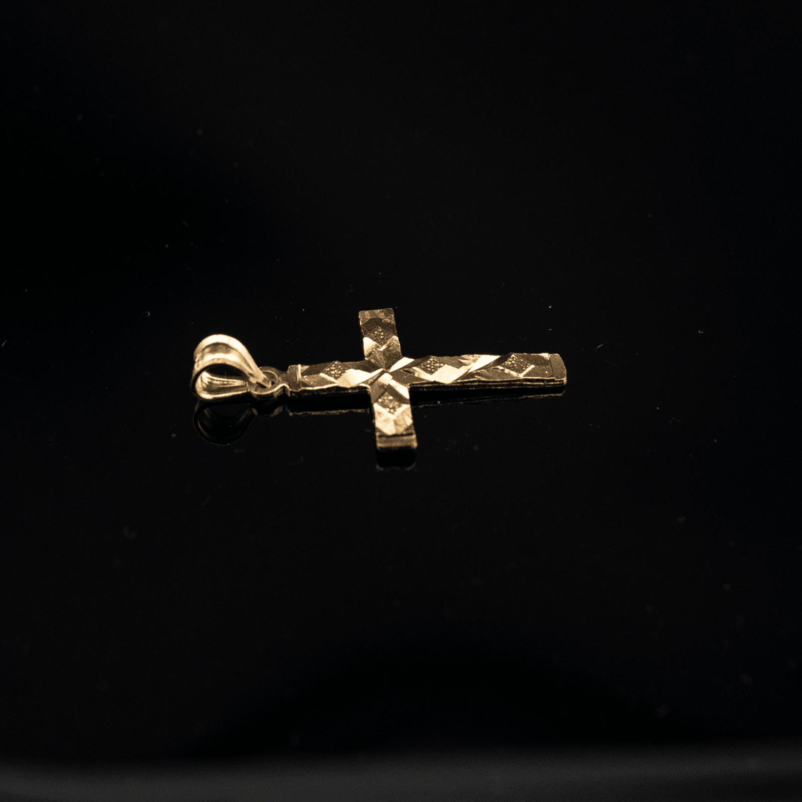 10k Yellow Gold Religious Nugget Cross Charm Pendant Yellow Gold Box Chain Set - Elite Jewelers - Charms & Pendants