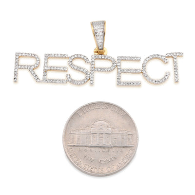 10K Yellow Gold "RESPECT" 0.38CT Natural Diamond Men Pendant Custom Charm - Elite Jewelers - Charms & Pendants