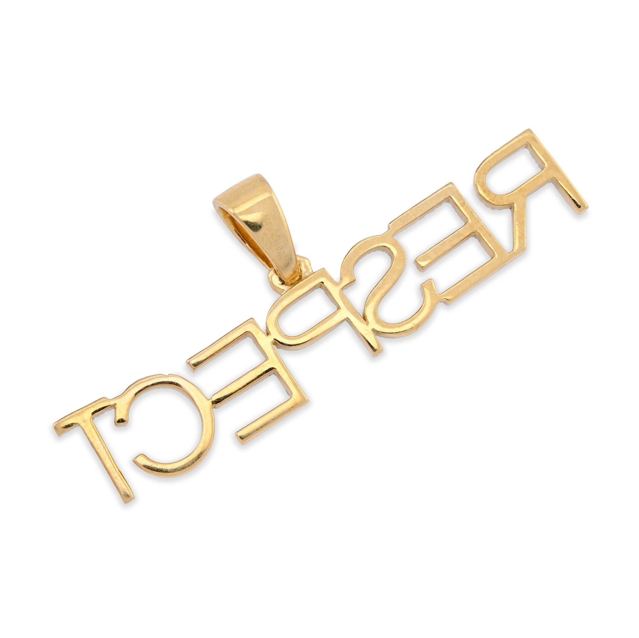 10K Yellow Gold "RESPECT" 0.38CT Natural Diamond Men Pendant Custom Charm - Elite Jewelers - Charms & Pendants
