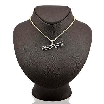 10K Yellow Gold "RESPECT" 0.38CT Natural Diamond Men Pendant Custom Charm - Elite Jewelers - Charms & Pendants