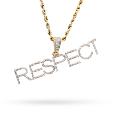 10K Yellow Gold "RESPECT" 0.38CT Natural Diamond Men Pendant Custom Charm - Elite Jewelers - Charms & Pendants