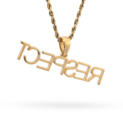 10K Yellow Gold "RESPECT" 0.38CT Natural Diamond Men Pendant Custom Charm - Elite Jewelers - Charms & Pendants