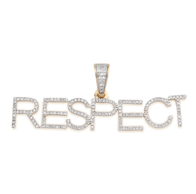 10K Yellow Gold "RESPECT" 0.38CT Natural Diamond Men Pendant Custom Charm - Elite Jewelers - Charms & Pendants