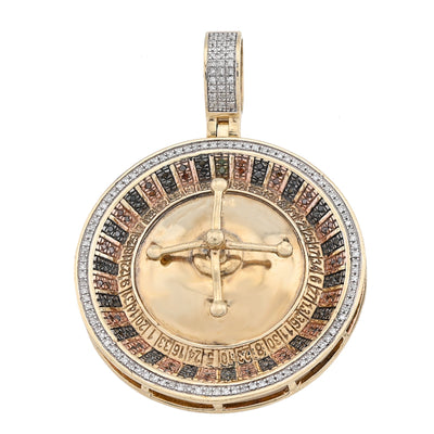 10K Yellow Gold Roulette Casino 0.55CT Natural Diamond Pendant Men Custom Charm - Elite Jewelers - Charms & Pendants