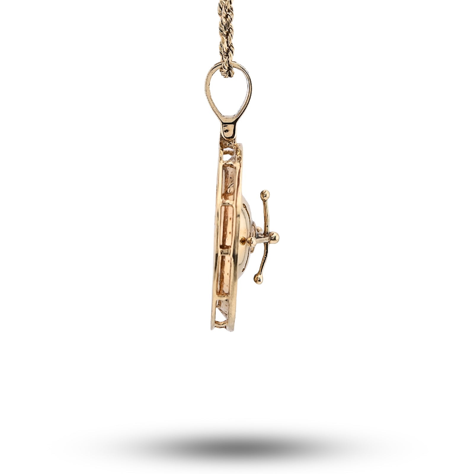 10K Yellow Gold Roulette Casino 0.55CT Natural Diamond Pendant Men Custom Charm - Elite Jewelers - Charms & Pendants