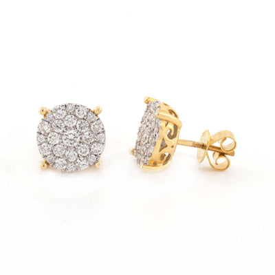10k Yellow Gold Round Cluster 1.32CT Natural Diamond Women Men Earring Studs - Elite Jewelers - Earrings